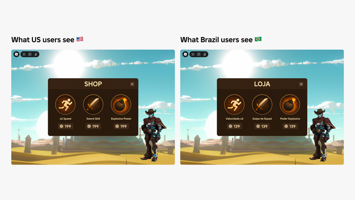 A side-by-side showing difference in item pricing between the US and Brazil.