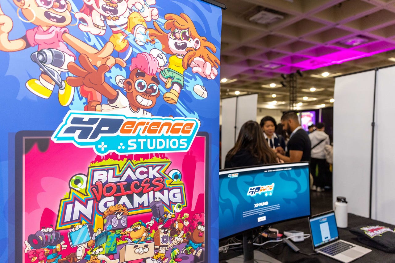 A photo of the Black Voices in Gaming booth at GDC.
